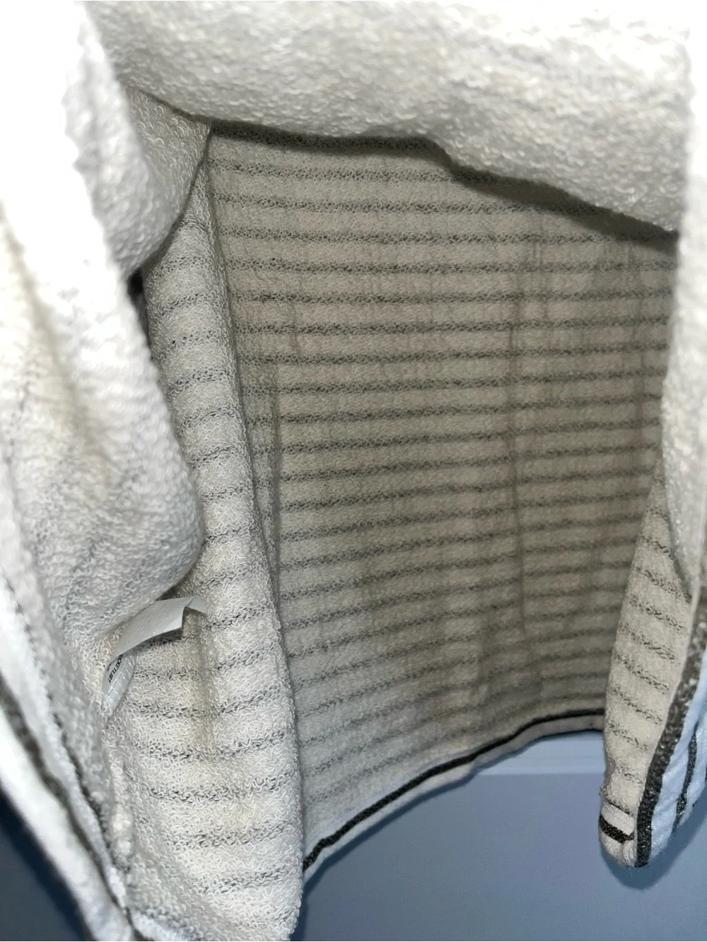 Bucket List Cotton Terry Cloth Lined Striped Cropped Oversize Casual Beach Top L - Picture 8 of 10